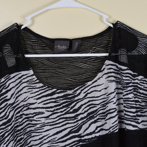 Chico's Animal Print Asymmetrical Tunic Sheer Top Zebra Pool Cover Up Classic 12 - Picture 4 of 10